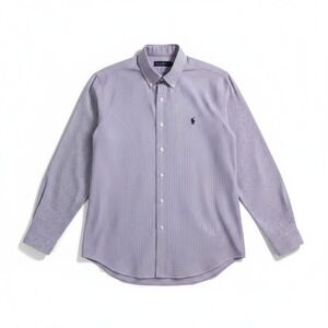 Ralph Lauren Men's Button Down Shirt Office Purple Striped Long Sleeve Size L